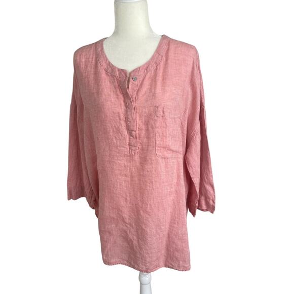 J.Jill Pure Jill Linen Popover Tunic Top Size XL Classic Coastal Resort Vacation - Picture 3 of 13